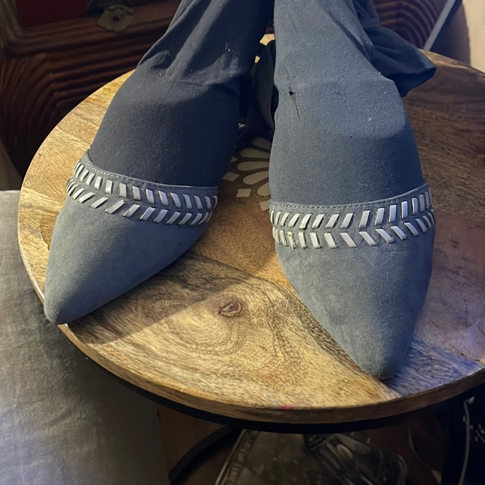 Gray suede slingback flat